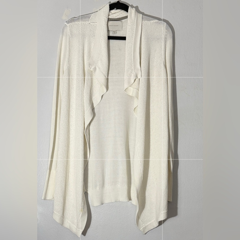 Brochu Walker White Open-Front Sweater Cardigan size small but oversized - Picture 1 of 7